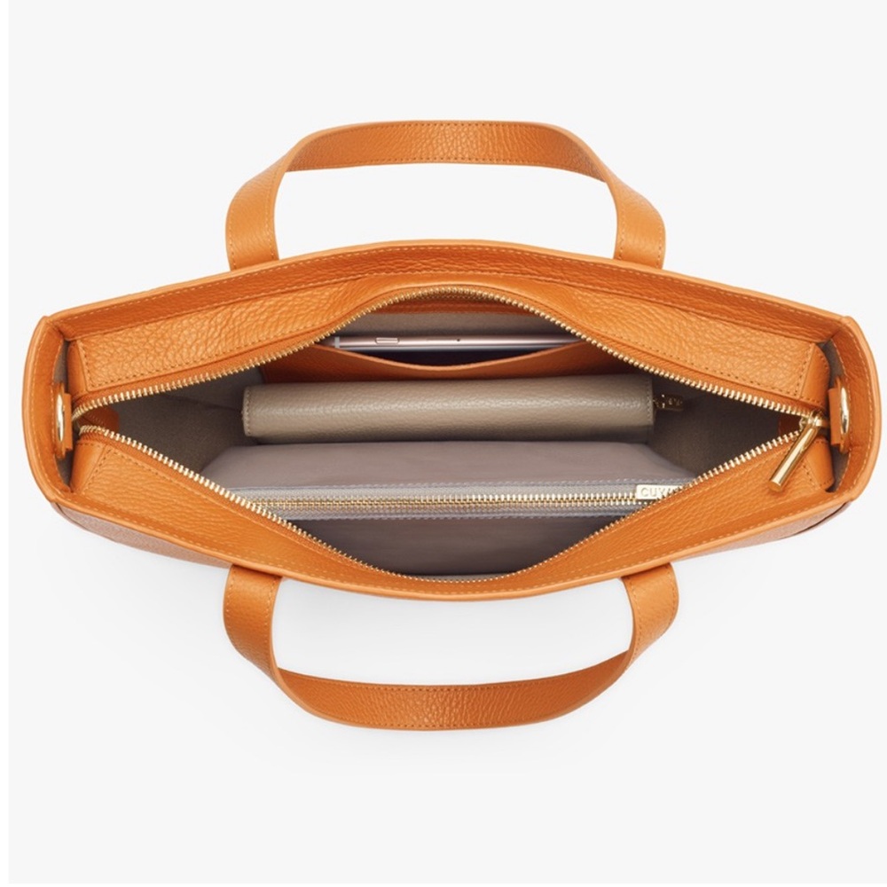 Cuyana Semi-Circle Leather Shoulder Bag • Mango / Yellow - Picture 4 of 8